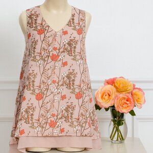 C Est. 1946 Sleeveless Floral Layered Hem Tunic Top
